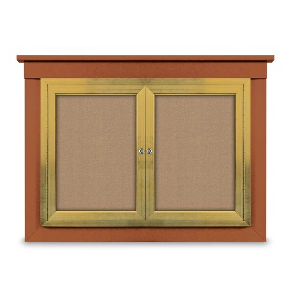 24"x36" 1-Door Enclosed Letterboard, Header, Blue Felt/Lt Oak